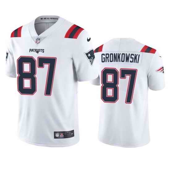 New England Patriots 87 Rob Gronkowski Men Nike White 2020 Vapor Limited Jersey
